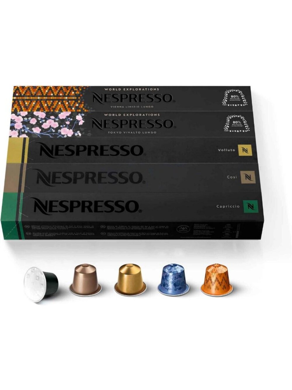 50-Count Mixed Roast Coffee Pods Variety Pack for Nespresso Machines - Gourmet